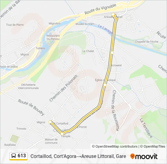 613 Itinéraire: Horaires, Arrêts & Plan - Cortaillod, Cort'Agora‎→ ...