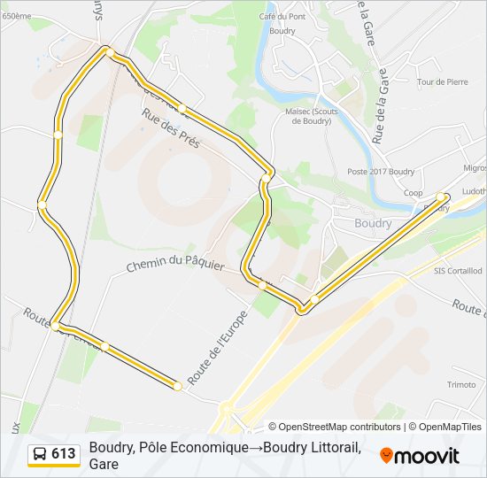 613 Bus Line Map
