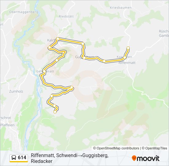 614 Bus Line Map