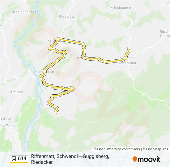 614 Bus Line Map