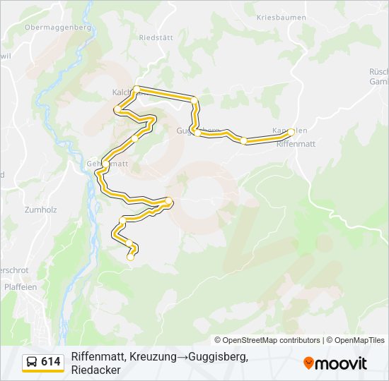 614 Bus Line Map