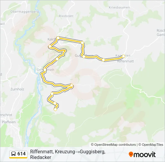 614 Bus Line Map