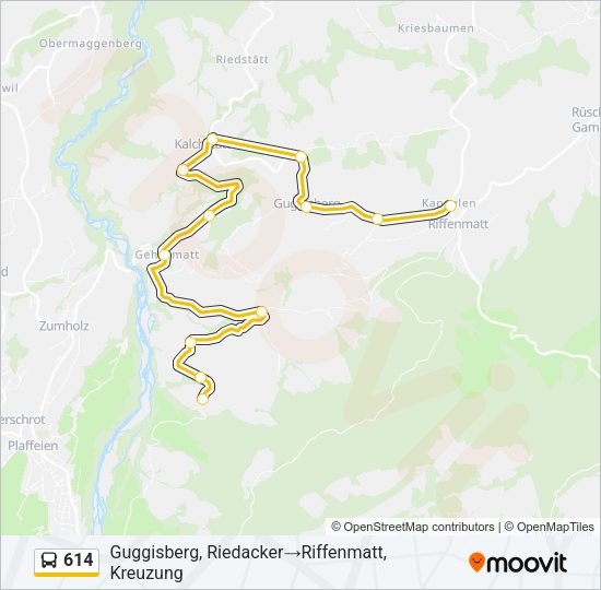 614 Bus Line Map
