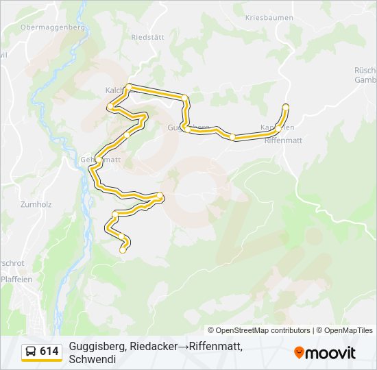 614 Bus Line Map