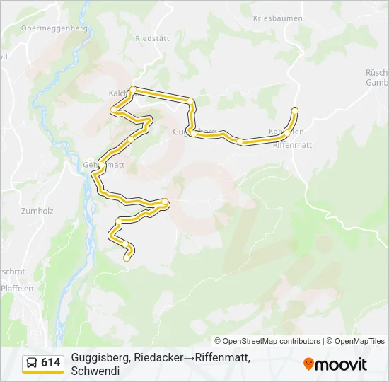 614 Bus Line Map