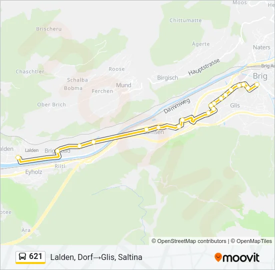 Plan de la ligne 621 de bus