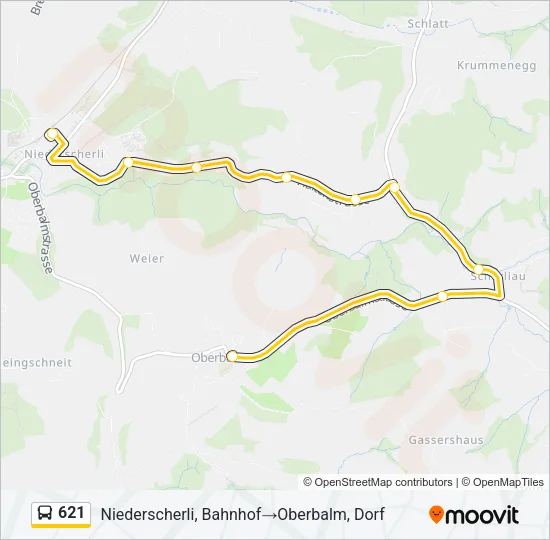 621 Bus Line Map