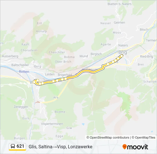 621 Bus Line Map