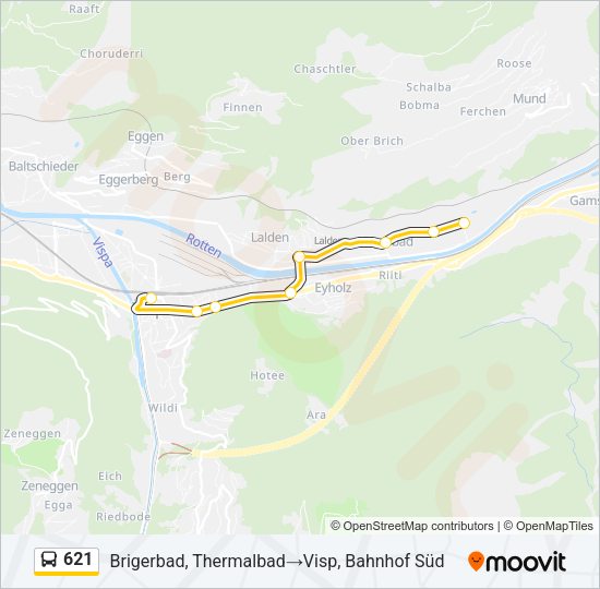 621 Bus Line Map