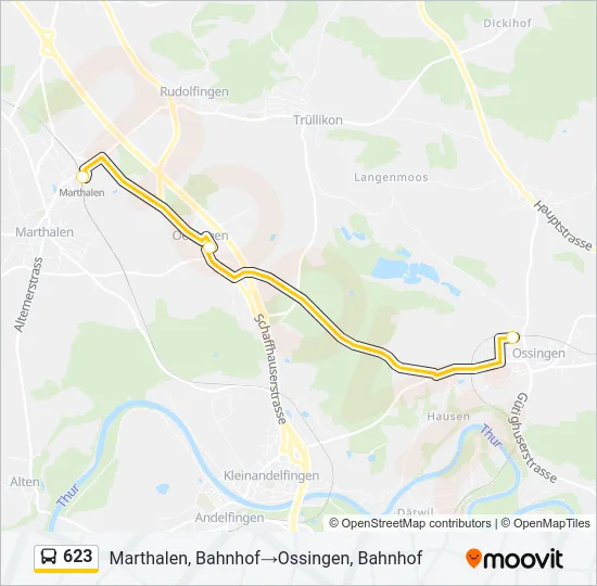 Plan de la ligne 623 de bus