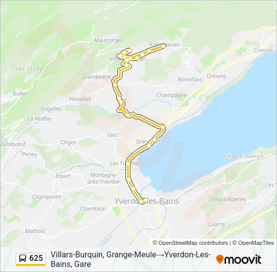 Plan de la ligne 625 de bus