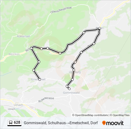 Plan de la ligne 628 de bus