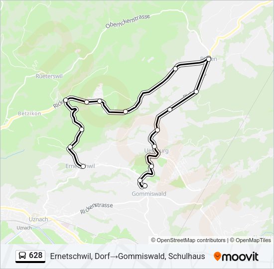 628 Bus Line Map