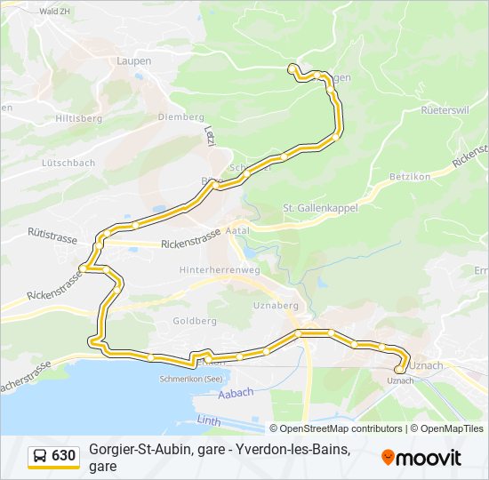 Plan de la ligne 630 de bus