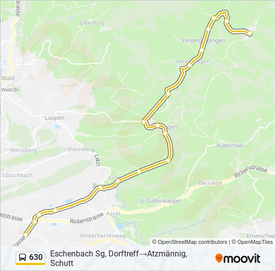 Plan de la ligne 630 de bus