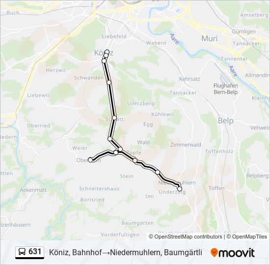 Plan de la ligne 631 de bus