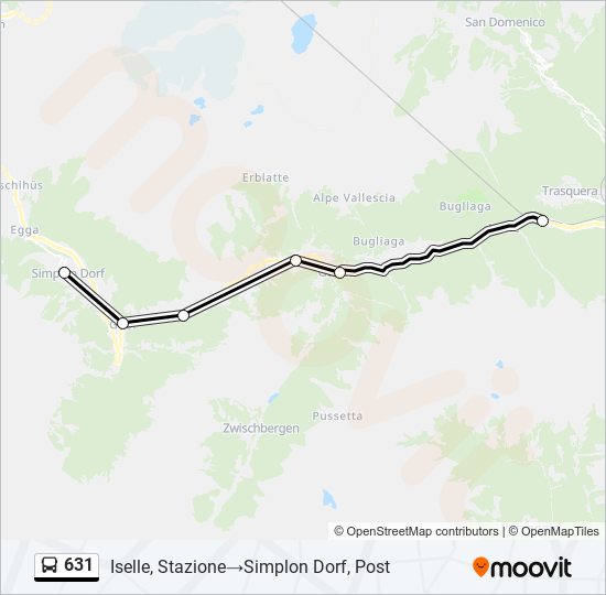 Plan de la ligne 631 de bus