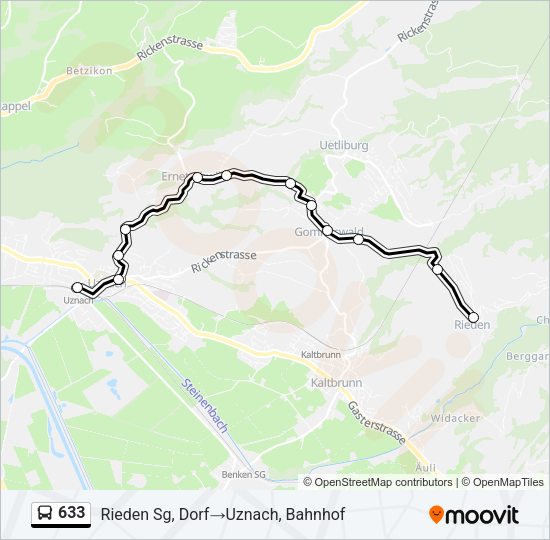 633 Bus Line Map