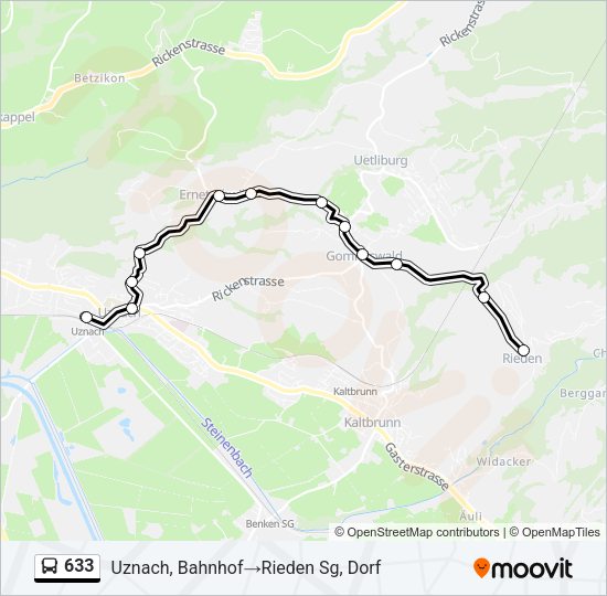 633 Bus Line Map