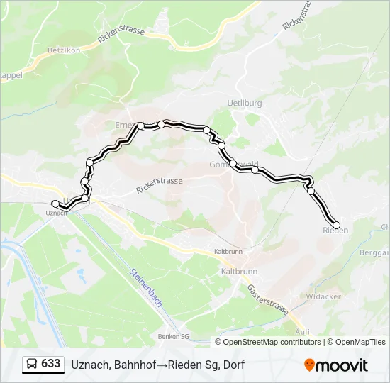 633 Bus Line Map