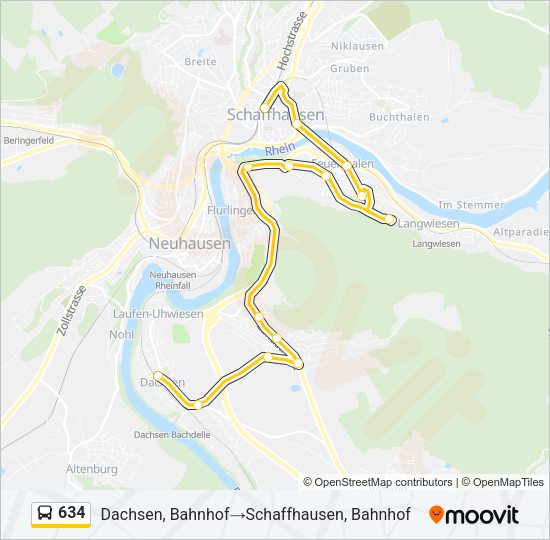 634 Bus Line Map