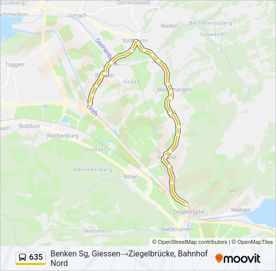 635 Bus Line Map