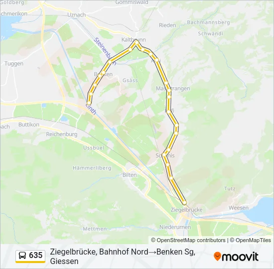 635 Bus Line Map