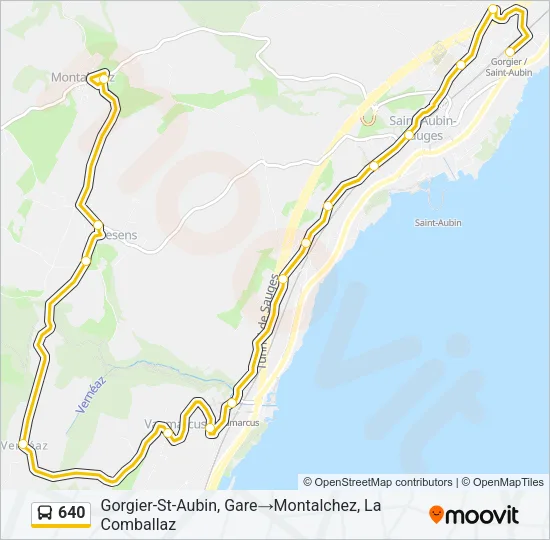 Plan de la ligne 640 de bus