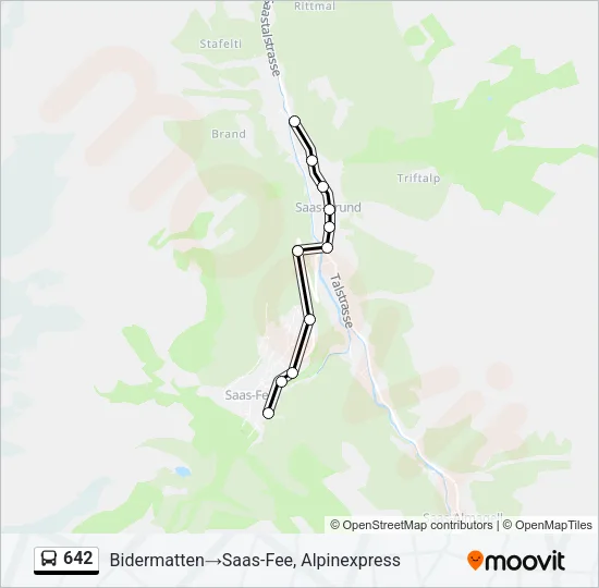 Plan de la ligne 642 de bus
