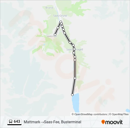 643 Bus Line Map