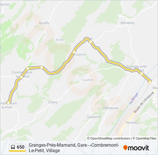 Plan de la ligne 650 de bus