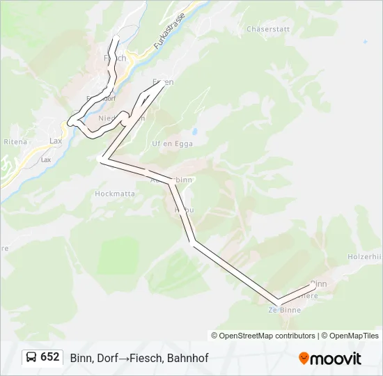 Plan de la ligne 652 de bus