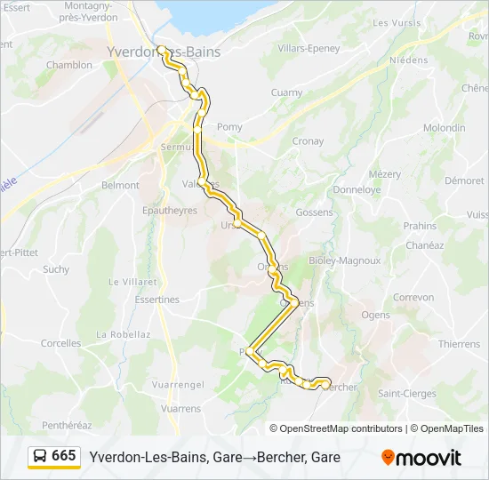 665 Bus Line Map