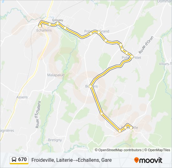 670 Bus Line Map