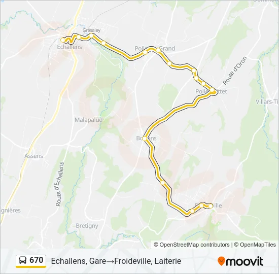 670 Bus Line Map