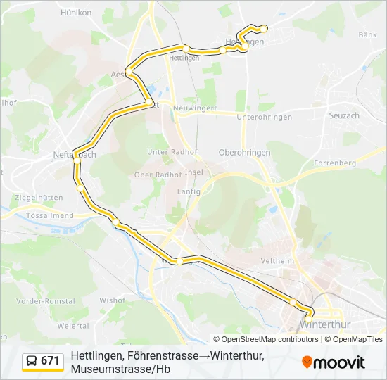 Plan de la ligne 671 de bus