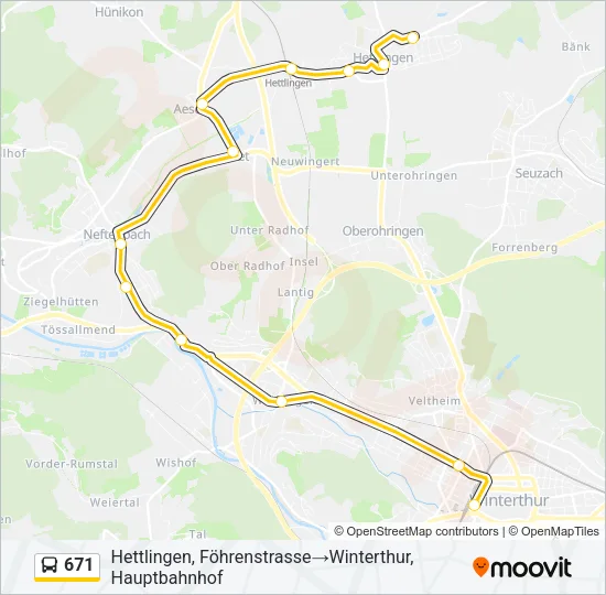 Plan de la ligne 671 de bus