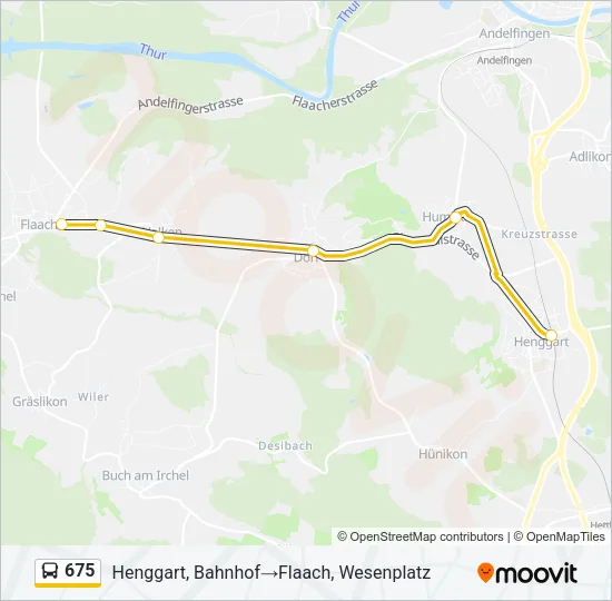 Plan de la ligne 675 de bus