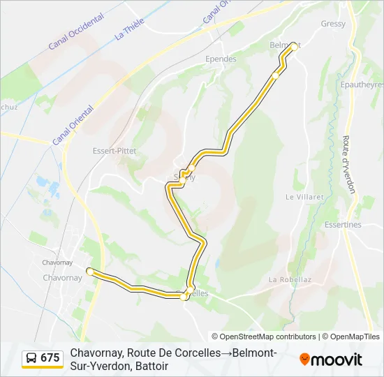 Plan de la ligne 675 de bus