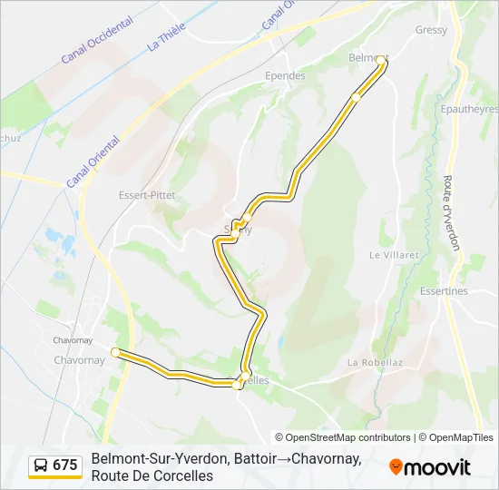 Plan de la ligne 675 de bus