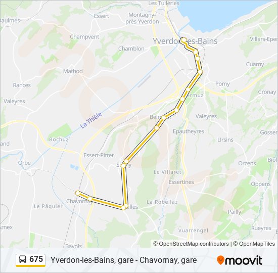 675 Route: Schedules, Stops & Maps - Chavornay, Gare‎→Yverdon-Les-Bains ...