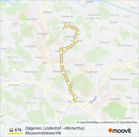 Plan de la ligne 676 de bus