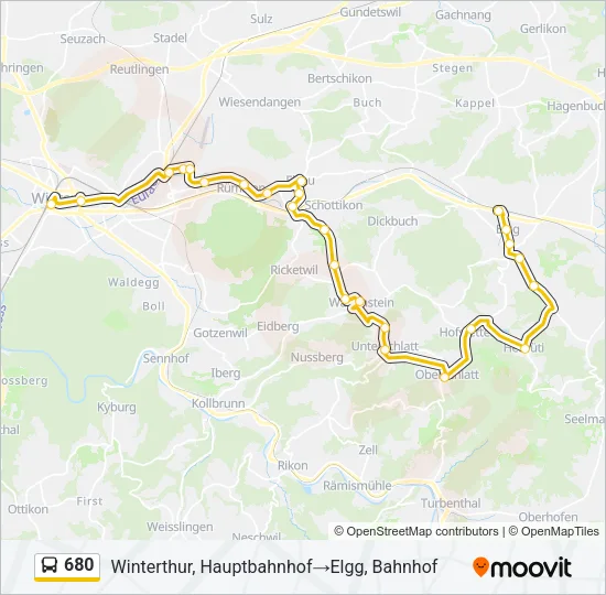 Plan de la ligne 680 de bus