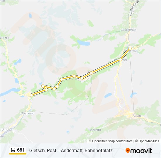 Plan de la ligne 681 de bus