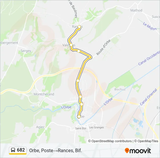 Plan de la ligne 682 de bus