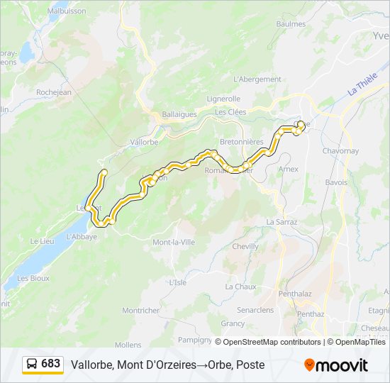 Plan de la ligne 683 de bus