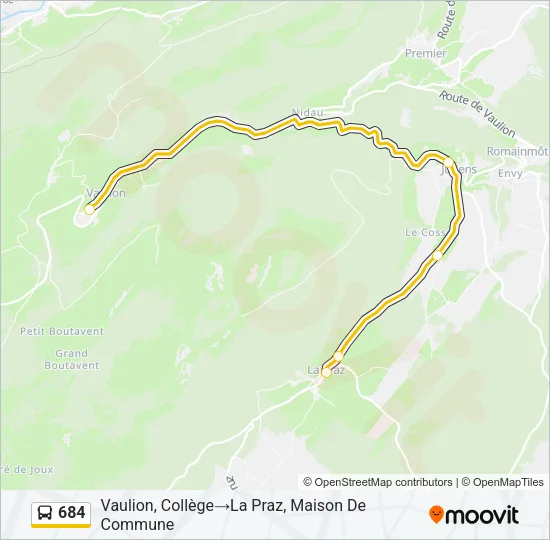Plan de la ligne 684 de bus