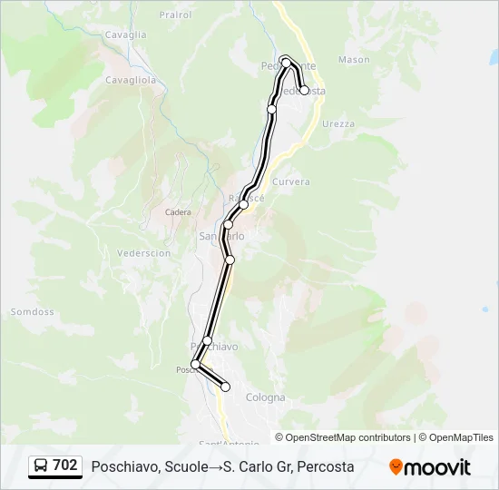 Plan de la ligne 702 de bus