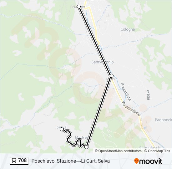 708 Bus Line Map