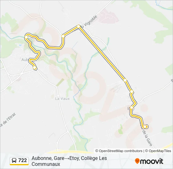 Plan de la ligne 722 de bus